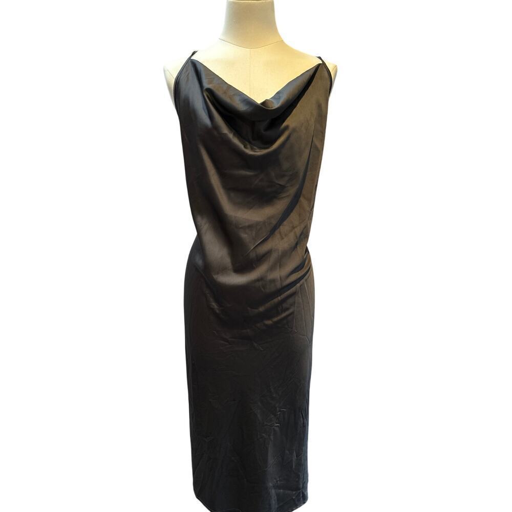 Women’s Forever 21 Silver Spaghetti Strap Satin Dress Sz L